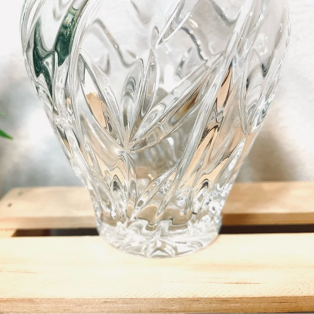 Vintage Leaded Crystal Etched Vase | Source Unknown | Heavy! | EUC